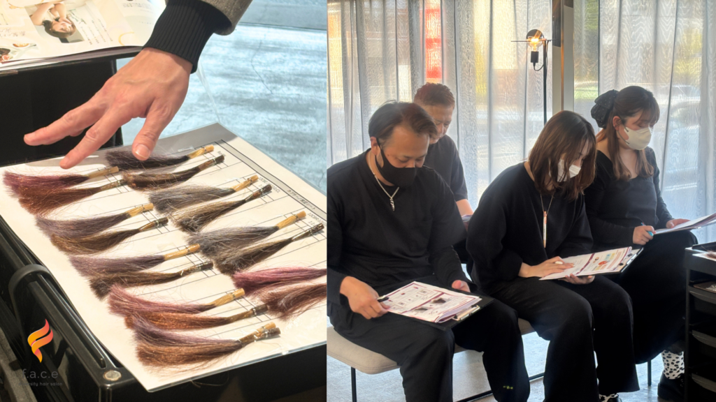 常に最新の技術を学び、お客様の髪を綺麗にすることに全力で取り組む美容室フェイスのスタッフ